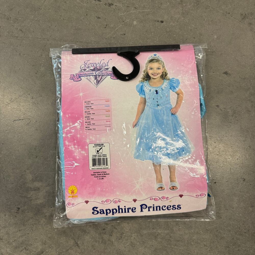 Halloween Sapphire Princess Youth Fairy Girls Costume Blue Dress Tiara SZ 2-4